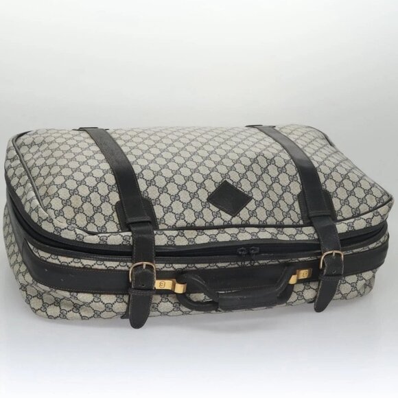 GUCCI GG Supreme Travel Case PVC Leather Navy Gold Auth - Picture 9 of 15